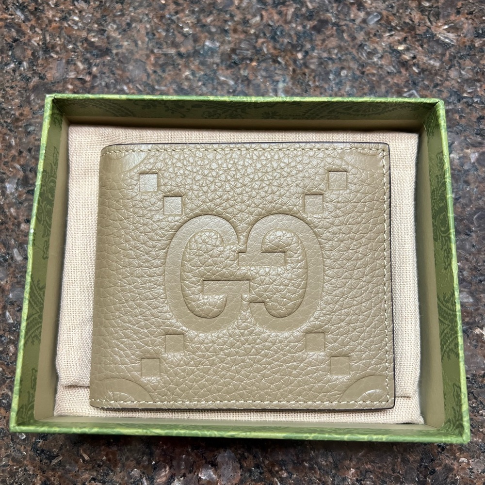 Gucci Beige Leather Card Holder Wallet NWT
